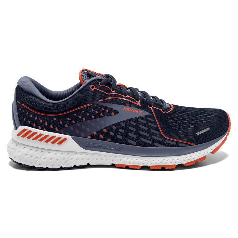 Brooks Adrenaline GTS 21 Walking Shoes - Men's - Navy/Red Clay/Gray (14325-ASQR)